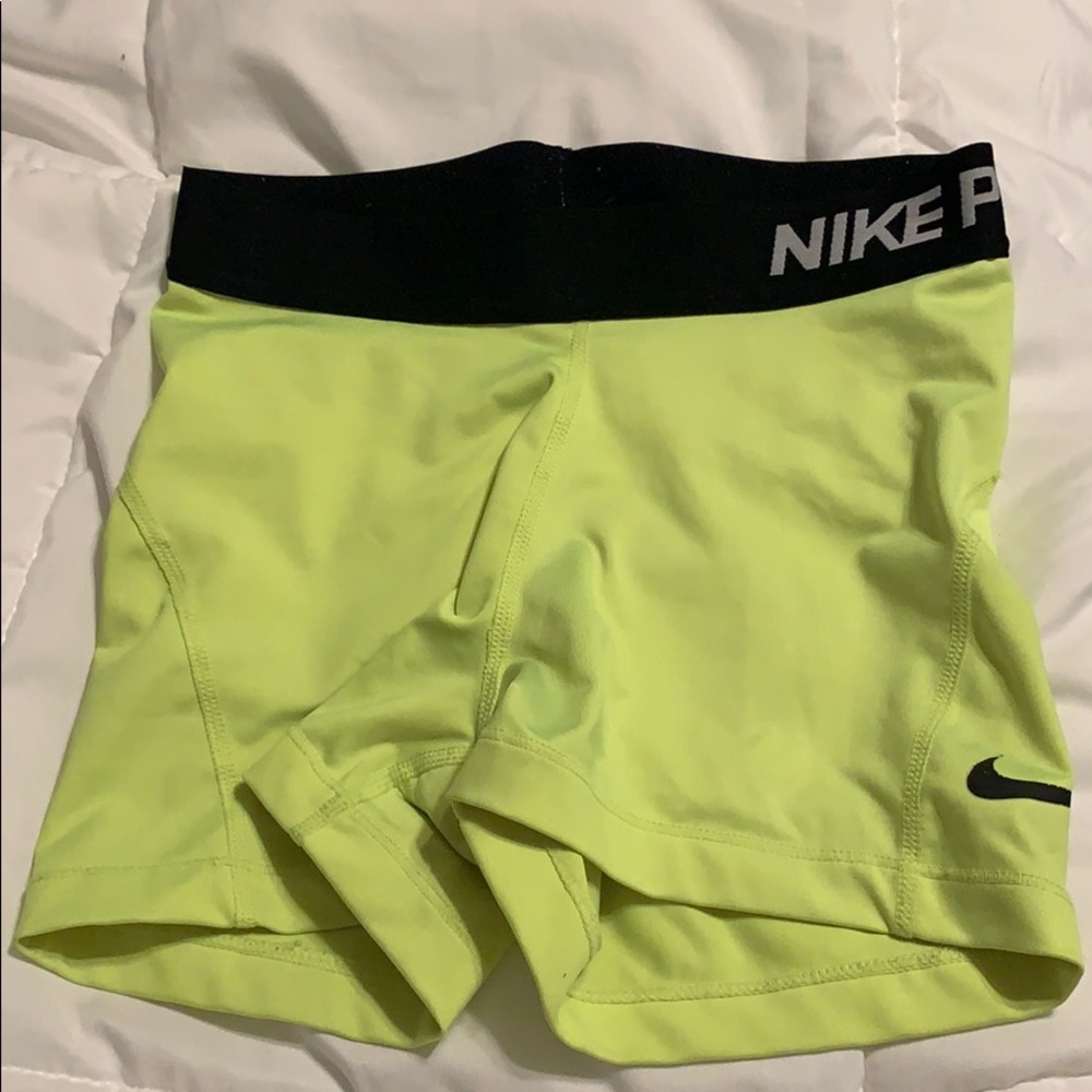 women’s neon yellow nike pro spandex